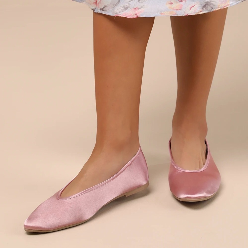 BC Footwear Georgette Pink Satin Ballet Flats - Picture 3 of 8